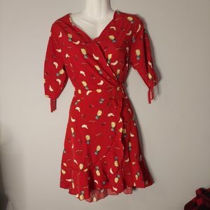 Short-Sleeve Print A-Line Dress